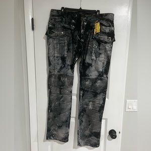 robin’s jean, size 40, gray, black, and sliver colored